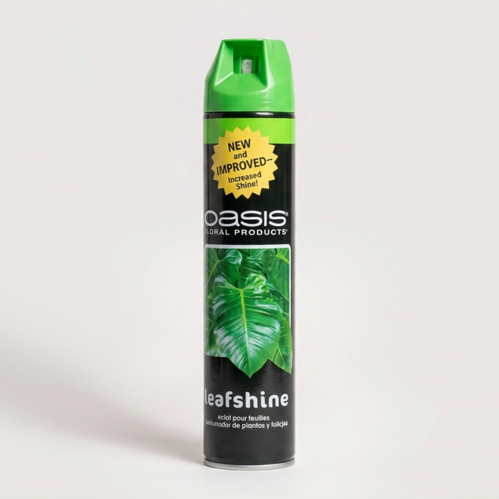 Oasis leafshine spray can on a white background