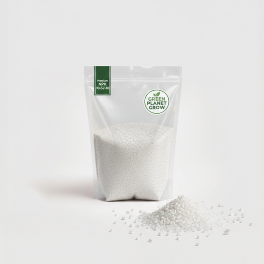 Bag of 'Green Planet Gro' fertilizer on a white background