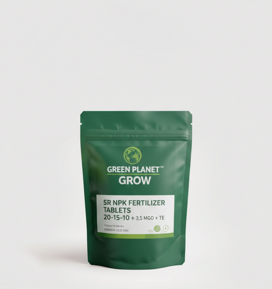 Green Planet Grow fertilizer tablets packaging on a white background
